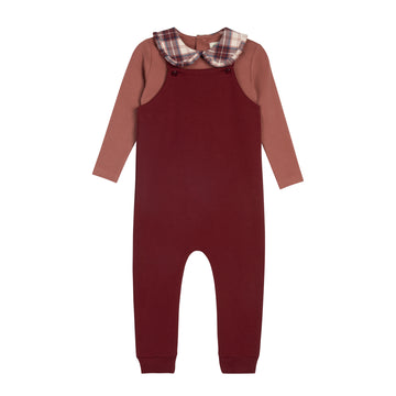 Ely's & Co. French Terry Scottish Bodysuit & Overalls Set - Pink