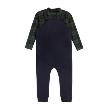 Ely's & Co. French Terry Scottish Bodysuit & Overalls Set - Navy