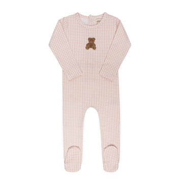Ely's & Co. Gingham Teddy Footie - Pink