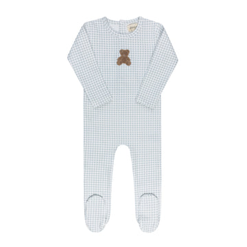 Ely's & Co. Gingham Teddy Footie - Blue
