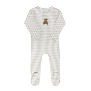 Ely's & Co. Gingham Teddy Footie - Tan