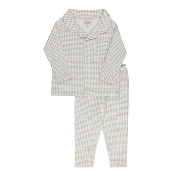 Ely's & Co. Gingham Teddy Pajama Set - Tan