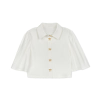 Daintti by Velvette Label Gold Bow Button Blouse