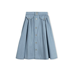 Velvette Label Denim Button Skirt Light