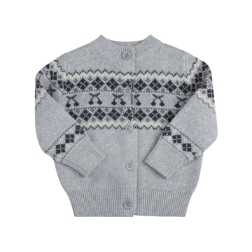 Looms Fair Isle Cardigan - Grey / Blue