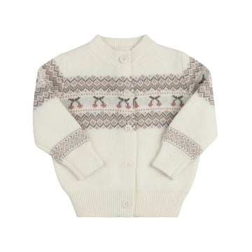 Looms Fair Isle Cardigan - Ivory Mauve