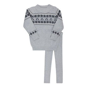 Looms Fair Isle Two Piece Set - Grey / Blue