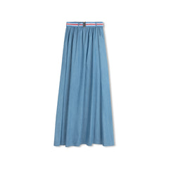 Daintti by Velvette Label Denim Elastic Belt Maxi Skirt