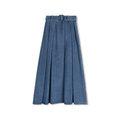Daintti by Velvette Label Denim Belted Maxi Skirt