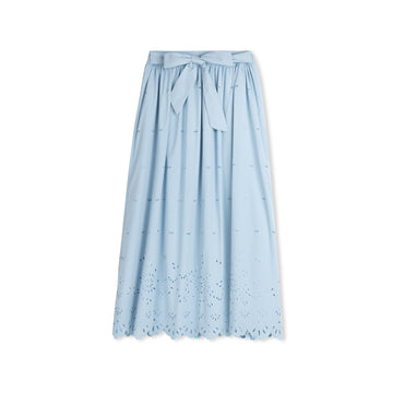 Daintti by Velvette Label Blue Eyelit Midi Skirt