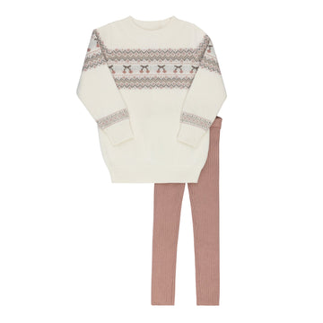 Looms Fair Isle Two Piece Set - Ivory Mauve