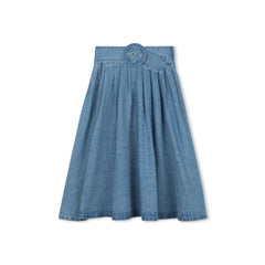 Velvette Label Denim Belted Skirt