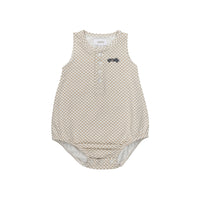 Aurora Jersey Cotton Checked Race Car Collection Tan Romper