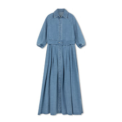 Daintti by Velvette Label Denim Belted Maxi Dress