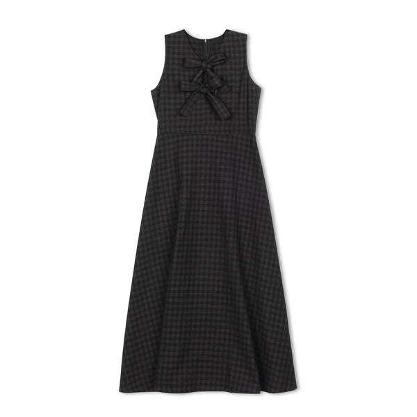Velvette Label Teen Grey/Black Plaid Bow Midi- Zippers Are Broken You Need To Replace On Your Own