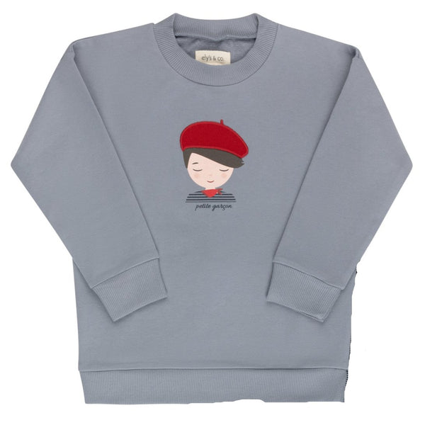 Ely's & Co Organic French Terry French Boy Collection Blue Sweatshirt