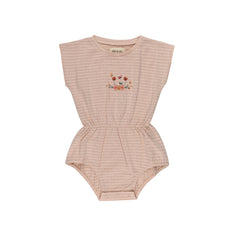 Ely's & Co Floral Stripe Collection Pink Romper