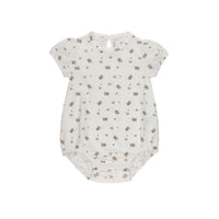 Aurora Jersey Cotton Floral Print Collection Ivory Pink Romper