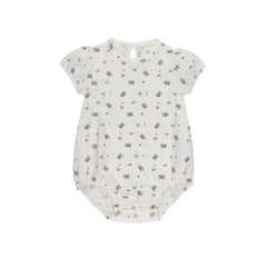Aurora Jersey Cotton Floral Print Collection Ivory Pink Romper