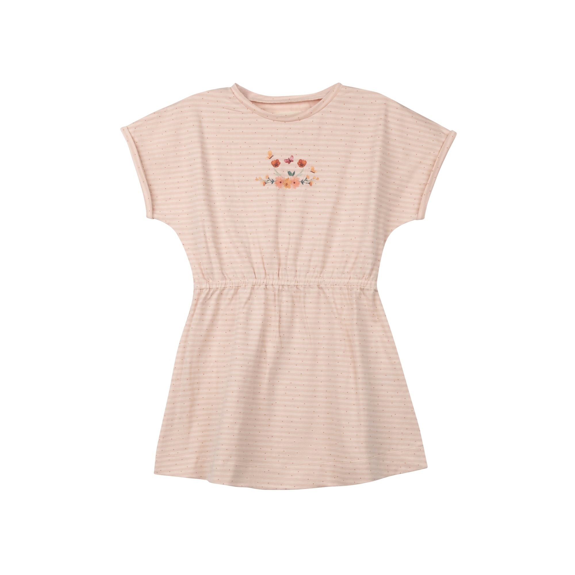 floral stripe mini dress Ely's & Co Floral Stripe Collection Pink Short Sleeve Dress
