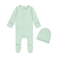 Lamour Lou Spearmint Ribbed Henley Footie Only LLS30