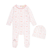Lamour Lou Candy Red Toile Footie+ Beanie