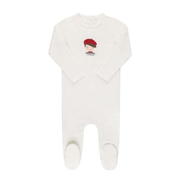 Ely's & Co Organic French Terry French Boy Collection Ivory Footie