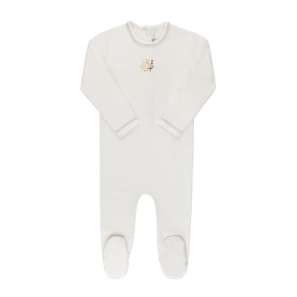 Ely's & Co Organic French Terry Bird Collection Ivory Boy Footie