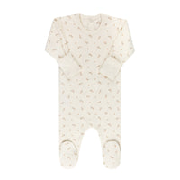 Ely's & Co Jersey Cotton- Printed Floral- Ivory - Footie