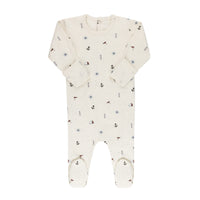 Ely's & Co Jersey Cotton- Printed Nautical- Ivory - Footie