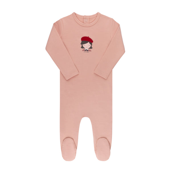 Ely's & Co Organic French Terry French Girl Collection Pink Footie