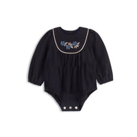 Looms Stitch Embroidered Wool Collection-Navy - Romper