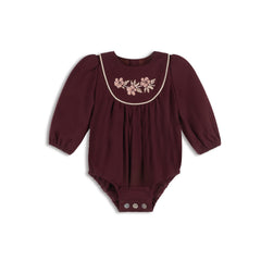Looms Stitch Embroidered Wool Collection-Wine - Romper