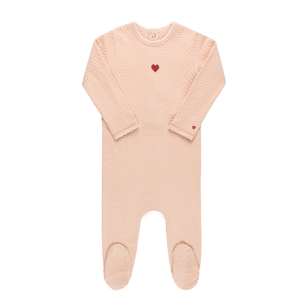 Ely's & Co Embroidered Heart and Star Collection- Heart/Pink - Footie