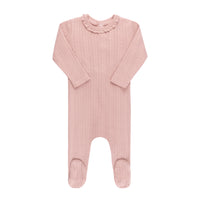 Ely's & Co Lace Trim Pointelle Collection- Pink - Footie