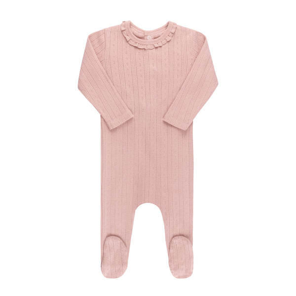 Ely's & Co Lace Trim Pointelle Collection- Pink - Footie
