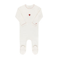 Ely's & Co Embroidered Heart and Star Collection- Heart/Ivory - Footie