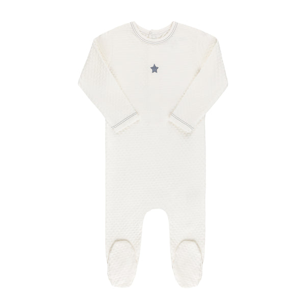 Ely's & Co Embroidered Heart and Star Collection- Star/Ivory - Footie