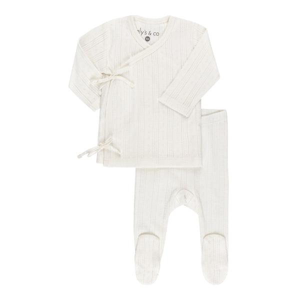 Ely's & Co Pointelle Collection- Cream - Bris Set + Bonnet + Blanket