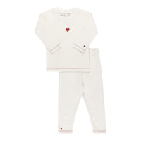 Ely's & Co Embroidered Heart and Star Collection- Heart/Ivory - Long Sleeve Lounge Set