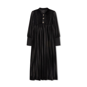 Velvette Label Velvet Bow Button High Waist Maxi EF202-2