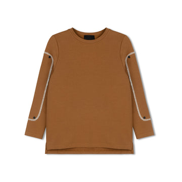 Byke Camel Denim Patch Crew Neck