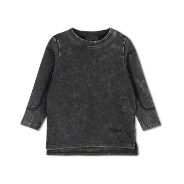 Byke Black Wash Denim Patch Crew Neck