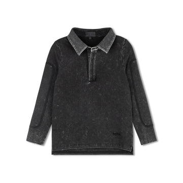 Byke Black Wash Denim Patch Polo