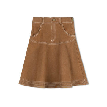 Byke Camel Wash Denim Yoke Skirt