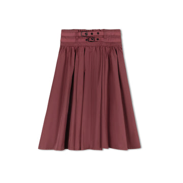 Byke Wine Taffeta Buckle Skirt