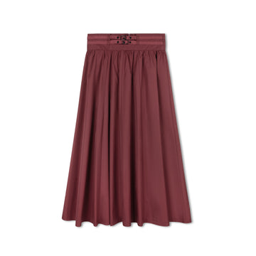 Byke Wine Midi Taffeta Buckle Skirt