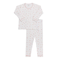 Ely's & Co Organic Cotton Cluster Flower Collection Ivory / Pink Lounge Set