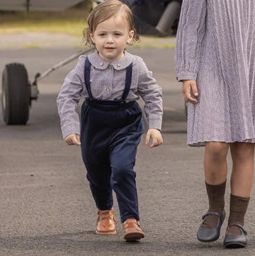 Limonana Windsor Velvet Boys Romper - Navy Plaid