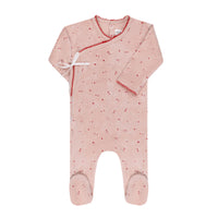 Ely's & Co Velour Embroidered Flowers Collection Pink Footie